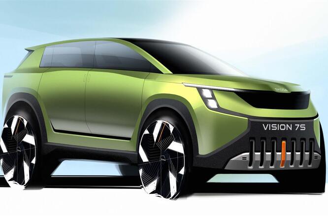 Skoda Vision 7S, i bozzetti anticipano il debutto