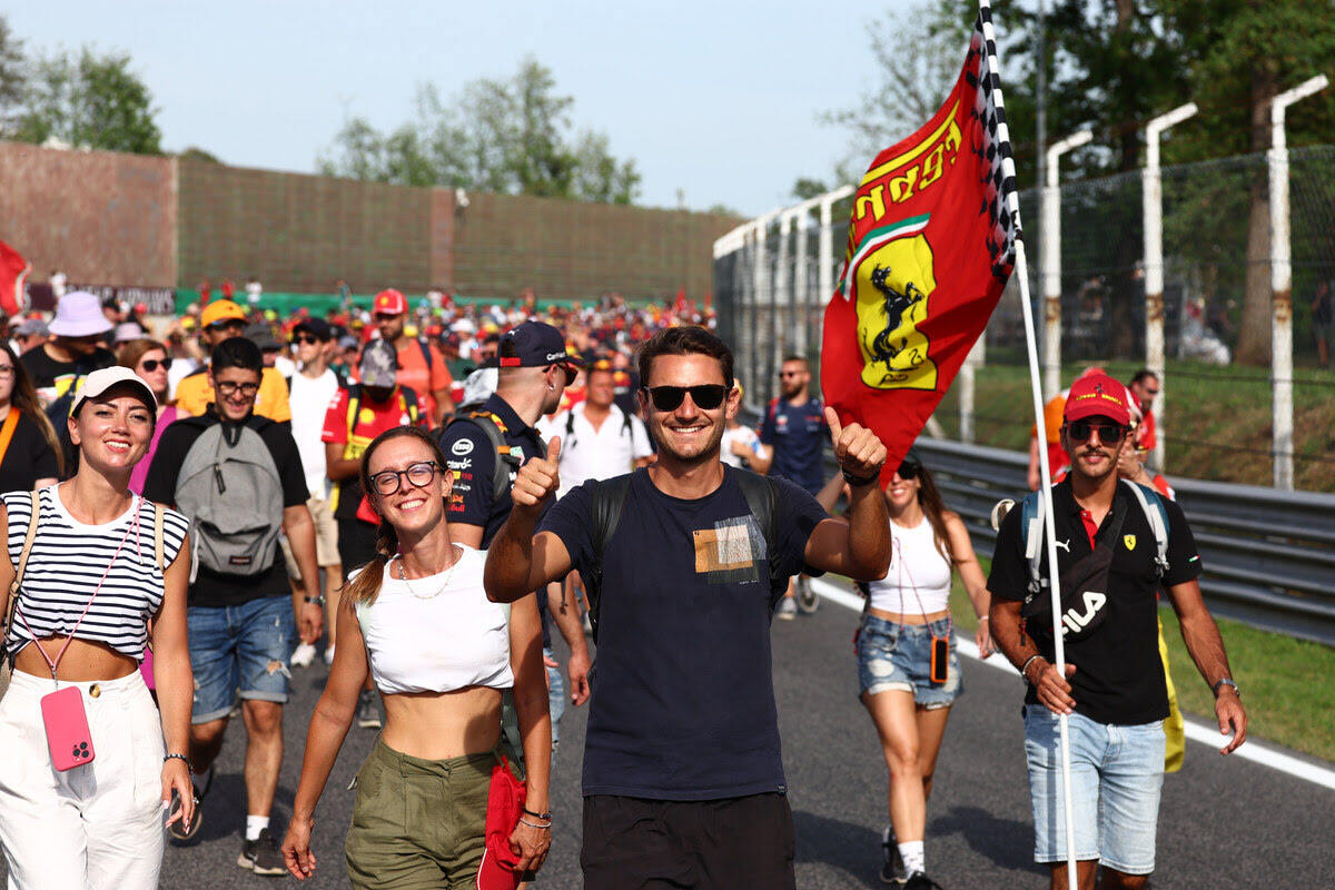 Circuit atmosphere - fans on the circuit after the end of the race. 03.09.2023. Formula 1 World Championship, Rd 15, Italian Grand Prix, Monza, Italy, Race Day. - www.xpbimages.com, EMail: requests@xpbimages.com © Copyright: Coates / XPB Images