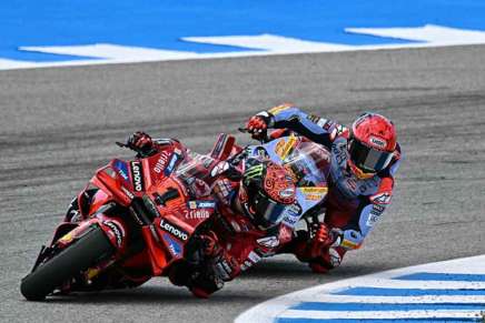 Francesco Bagnaia e Marc Marquez nel duello di Jerez de la Frontera