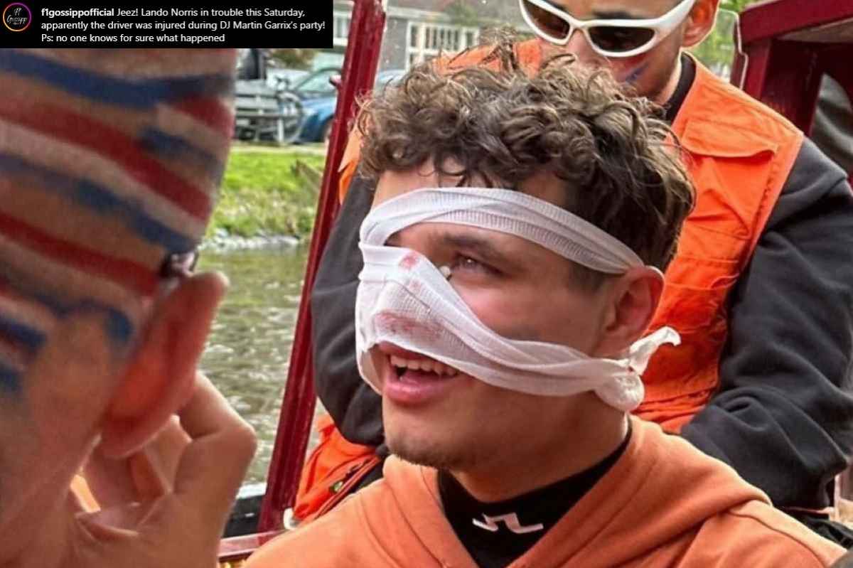 Lando Norris ferito al naso ad Amsterdam alla Festa del Re 2024