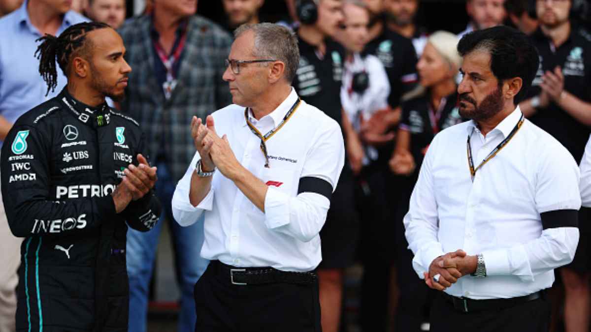 Hamilton, Domenicali e Ben Sulayem a Monza 2022