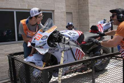 La Ducati di Marquez dopo la caduta in Texas