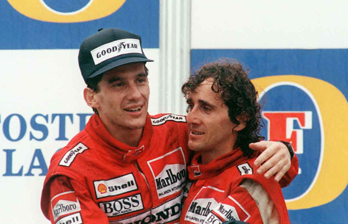 Ayrton Senna e Alain Prost sul podio di Adelaide 1988