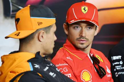 Leclerc e Norris in conferenza stampa a Shanghai