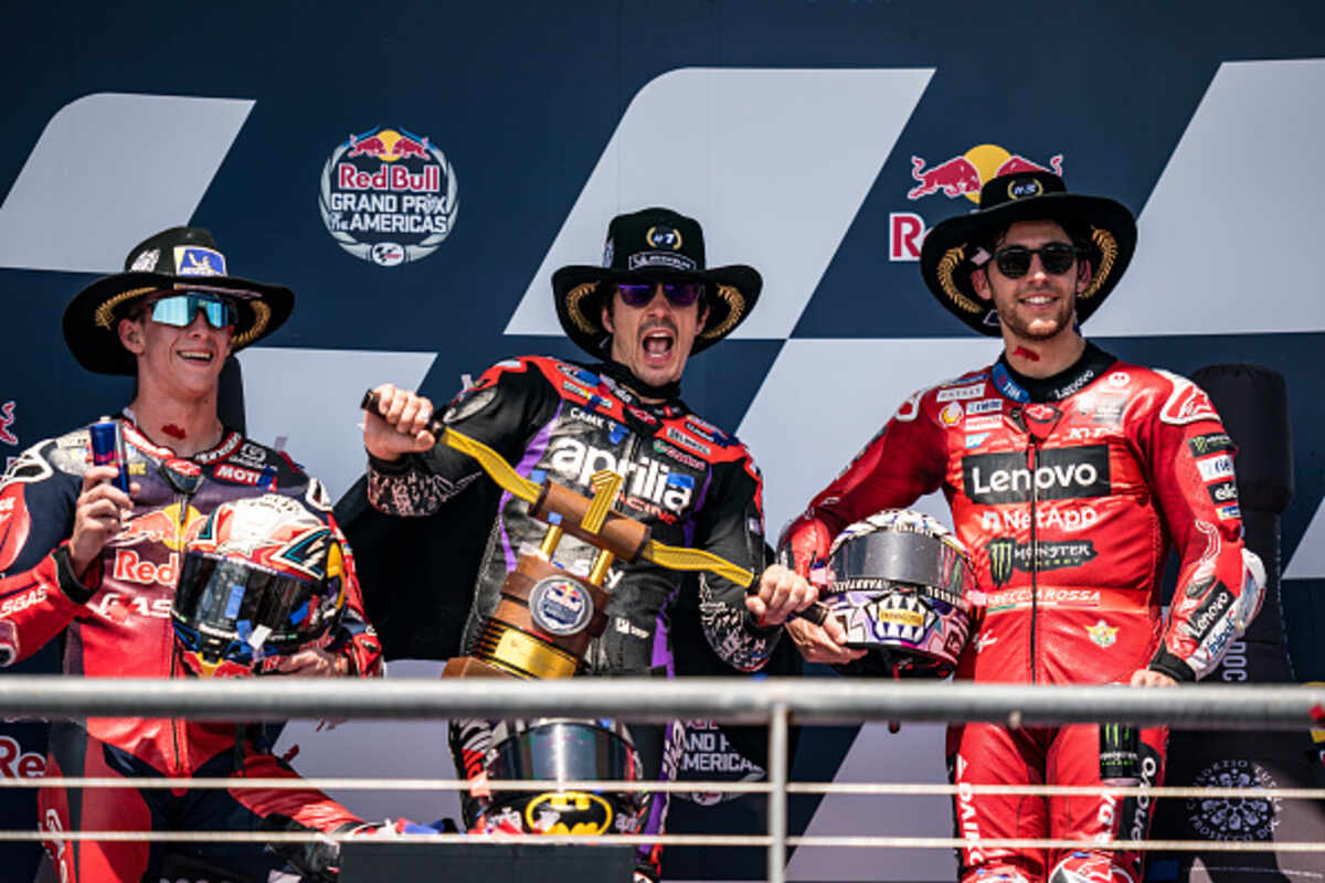 Pedro Acosta, Maverick Vinales ed Enea Bastianini sul podio del COTA di Austin