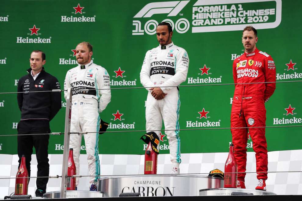 Hamilton, Bottas e Vettel sul podio del GP di Cina 2019