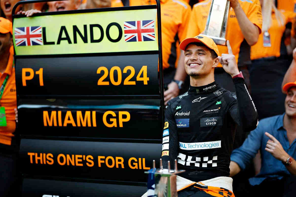 Lando Norris dopo la vittoria a Miami