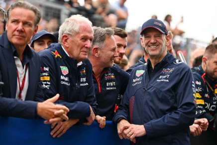 Helmut Marko, Christian Horner e Adrian Newey festeggiano al GP Canada 2023