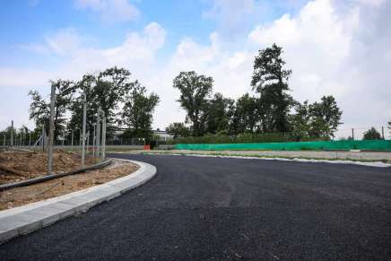 Un particolare dei lavori in corso sul circuito di Monza