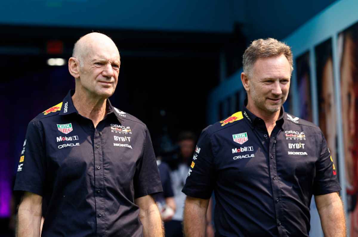 Christian Horner e Adrian Newey nel paddock del Gran Premio di Miami di Formula 1