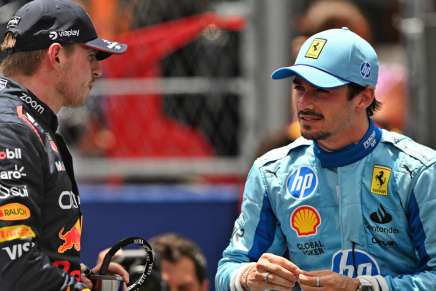 Charles Leclerc e Max Verstappen dopo le qualifiche di Miami