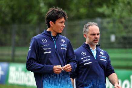 Alex Albon nella track walk di Imola