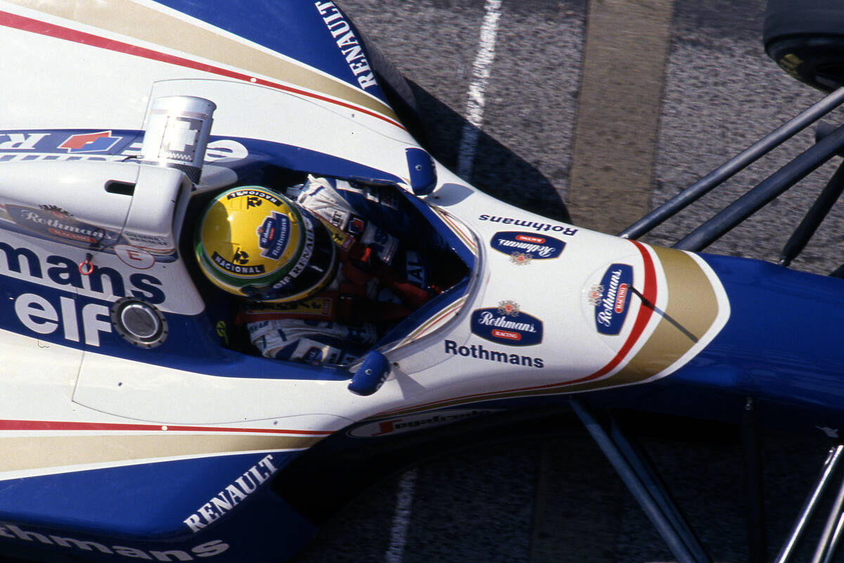 Senna al volante della Williams FW16 a Imola