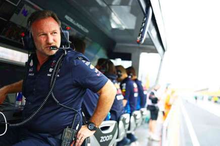 Christian Horner al muretto Red Bull durante le qualifiche del GP Ungheria