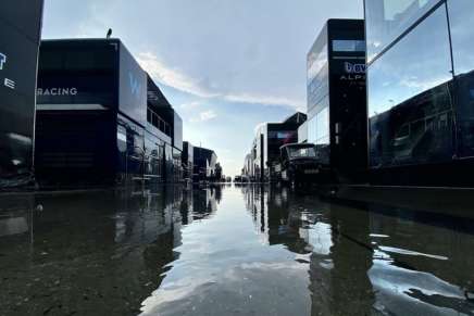 Il paddock dell'Hungaroring colpito da un'alluvione