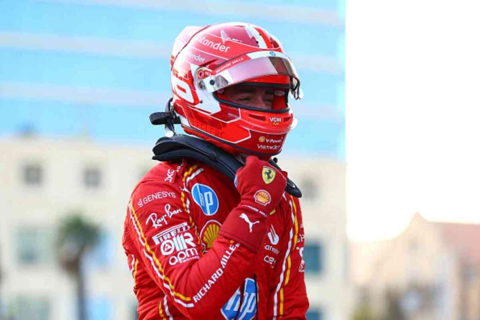 Charles Leclerc after pole position in Baku