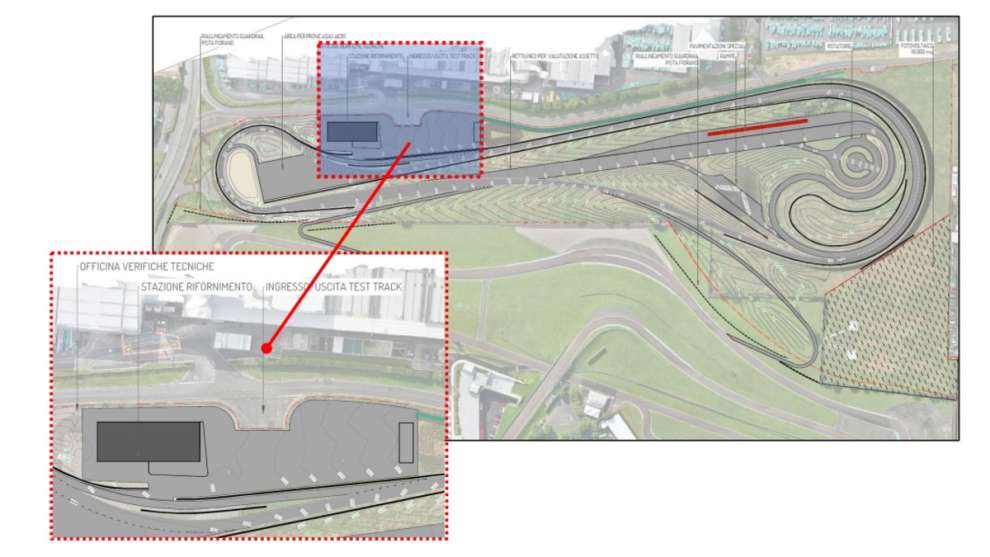 Il layout della nuova pista Ferrari a Fiorano