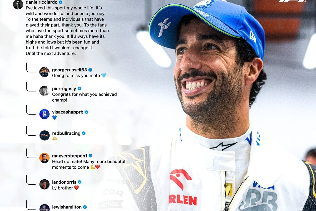 Post social per celebrare Daniel Ricciardo