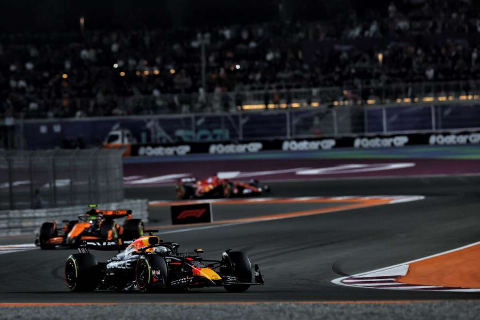 Max Verstappen e Lando Norris nel GP del Qatar