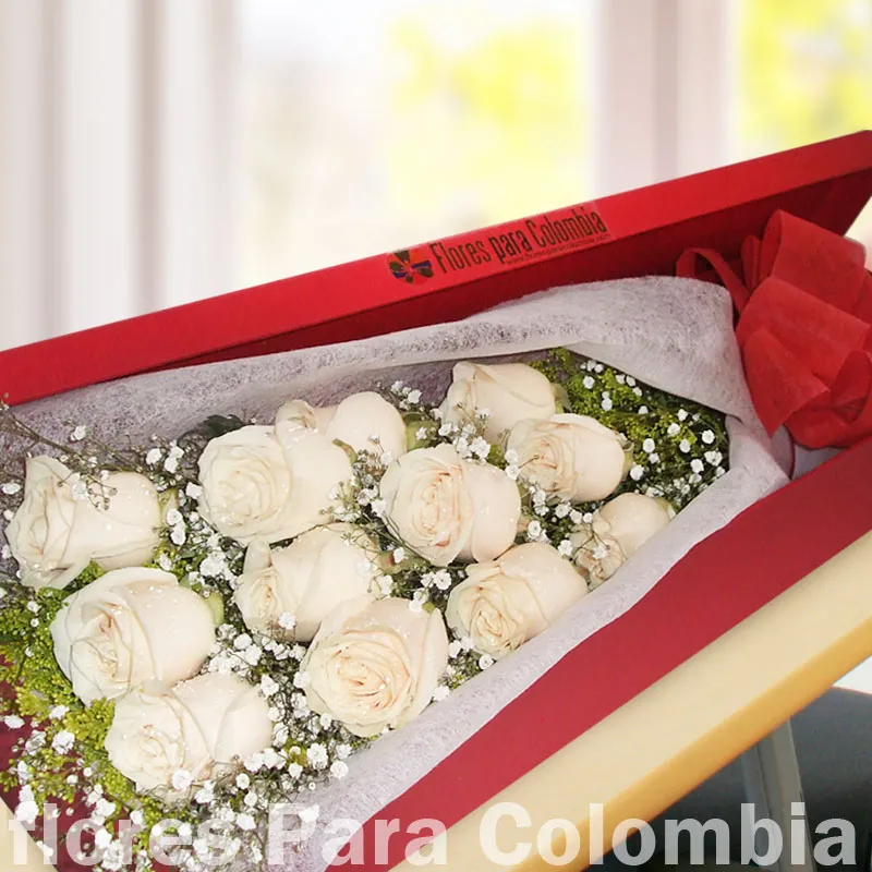 caja rosas blancas