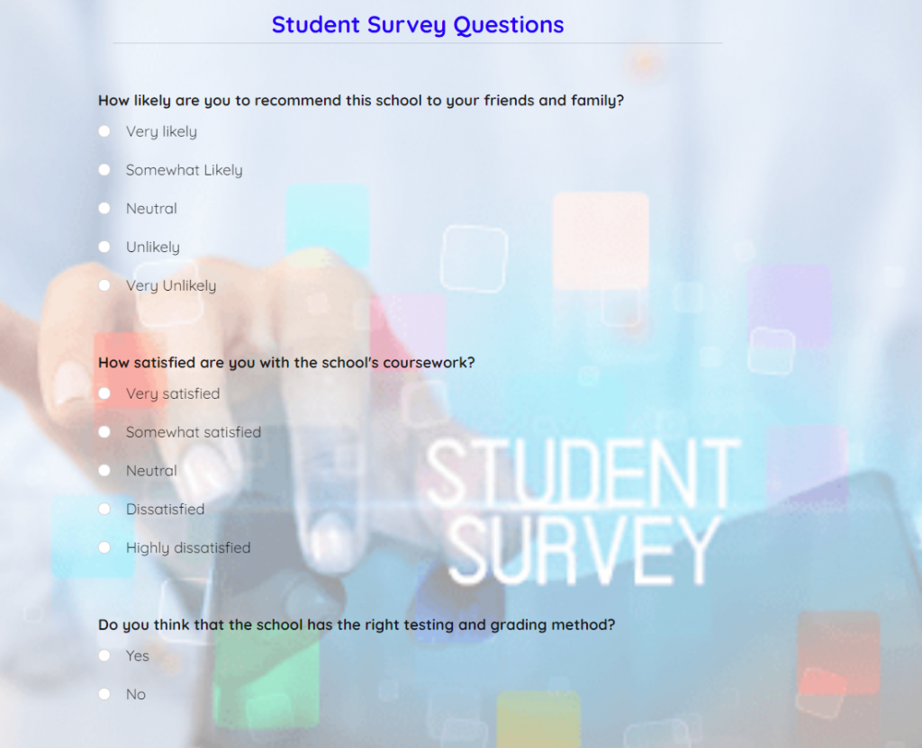 school tour survey questions