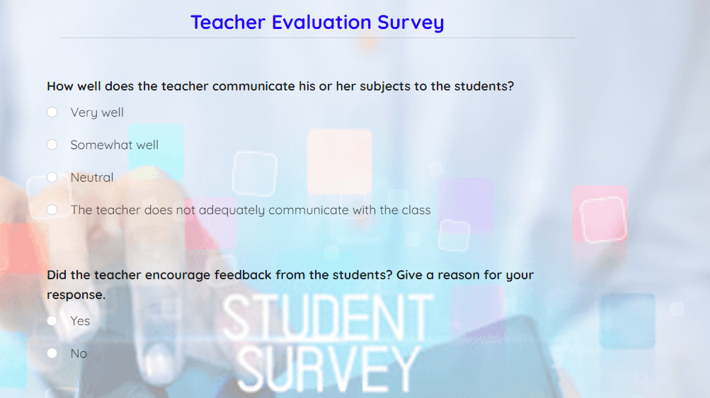 examples of questionnaires for students