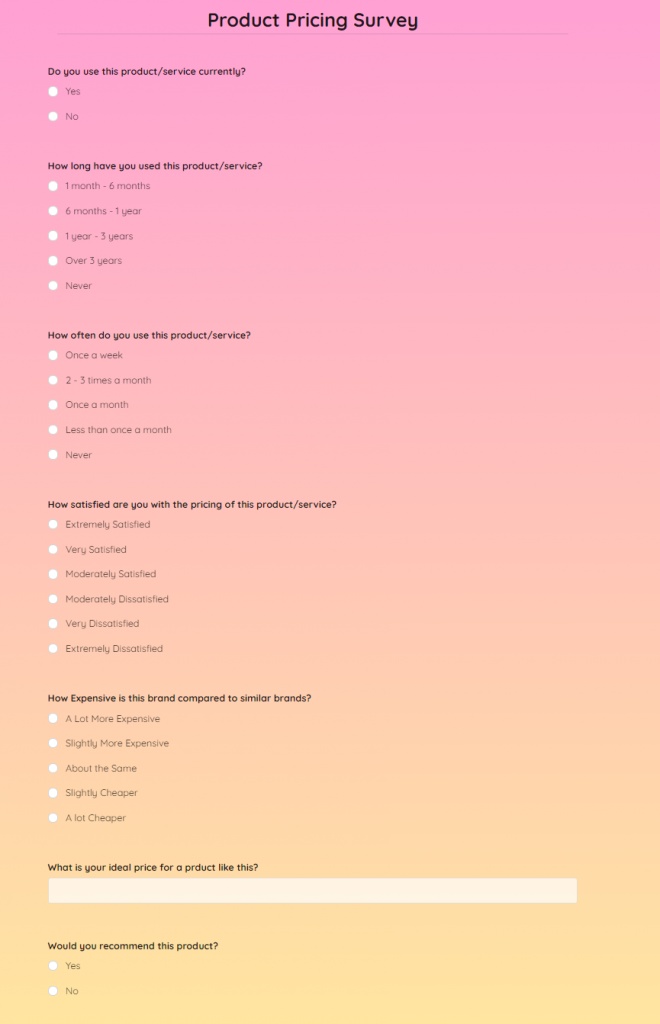 customer loyalty questionnaire thesis