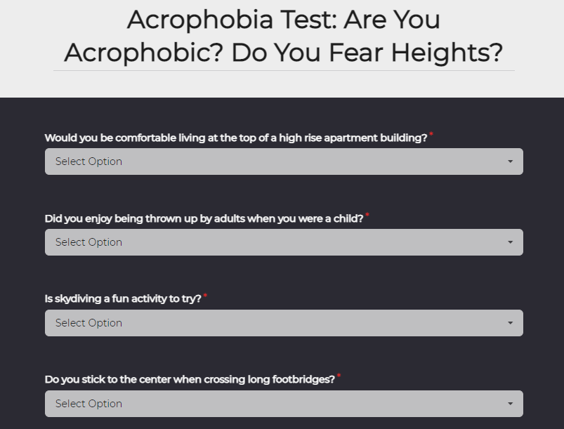 Acrophobia Test template