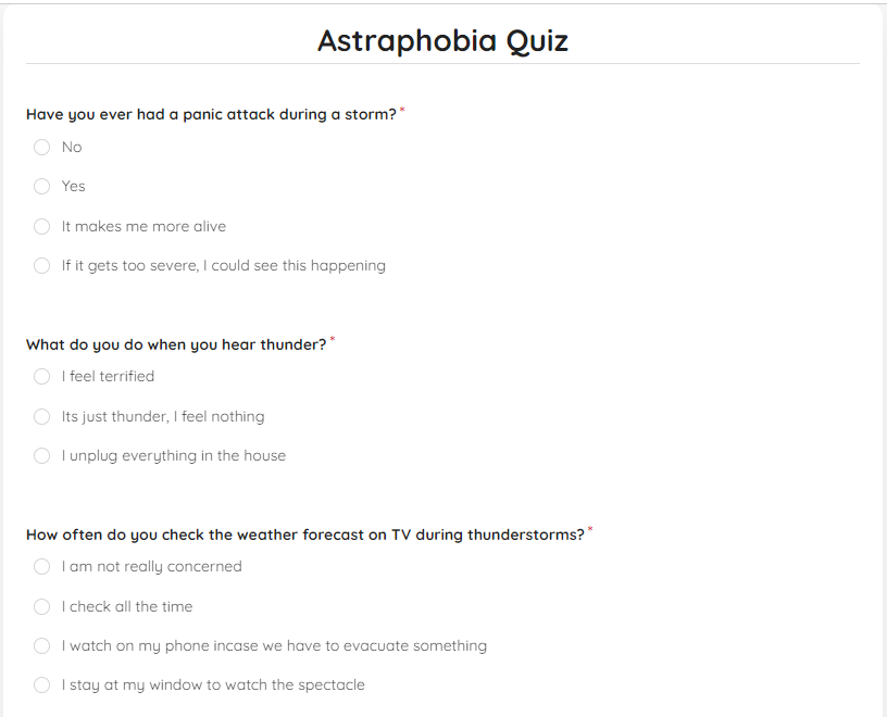 Astraphobia Quiz template