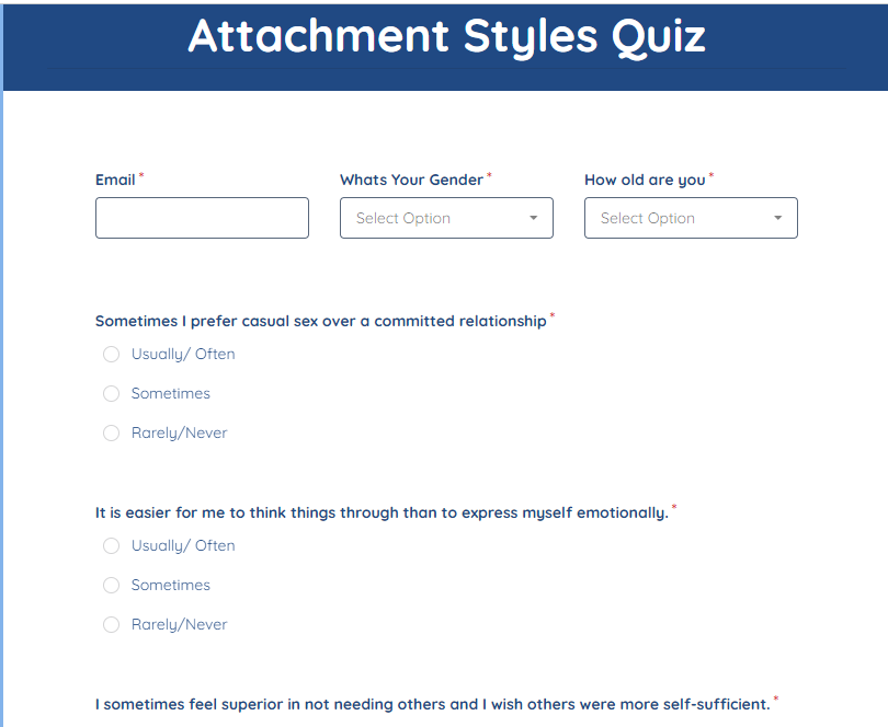 Attachment Style Quiz template