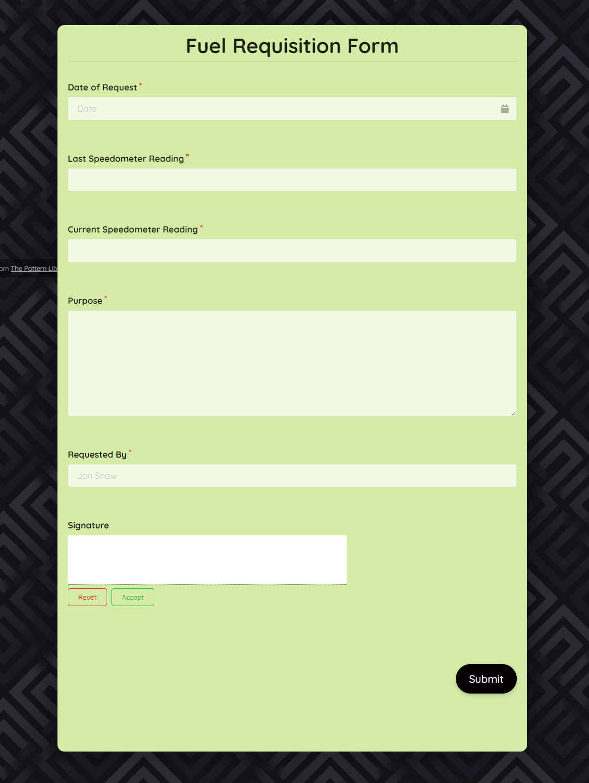 Fuel Requisition Form Template template