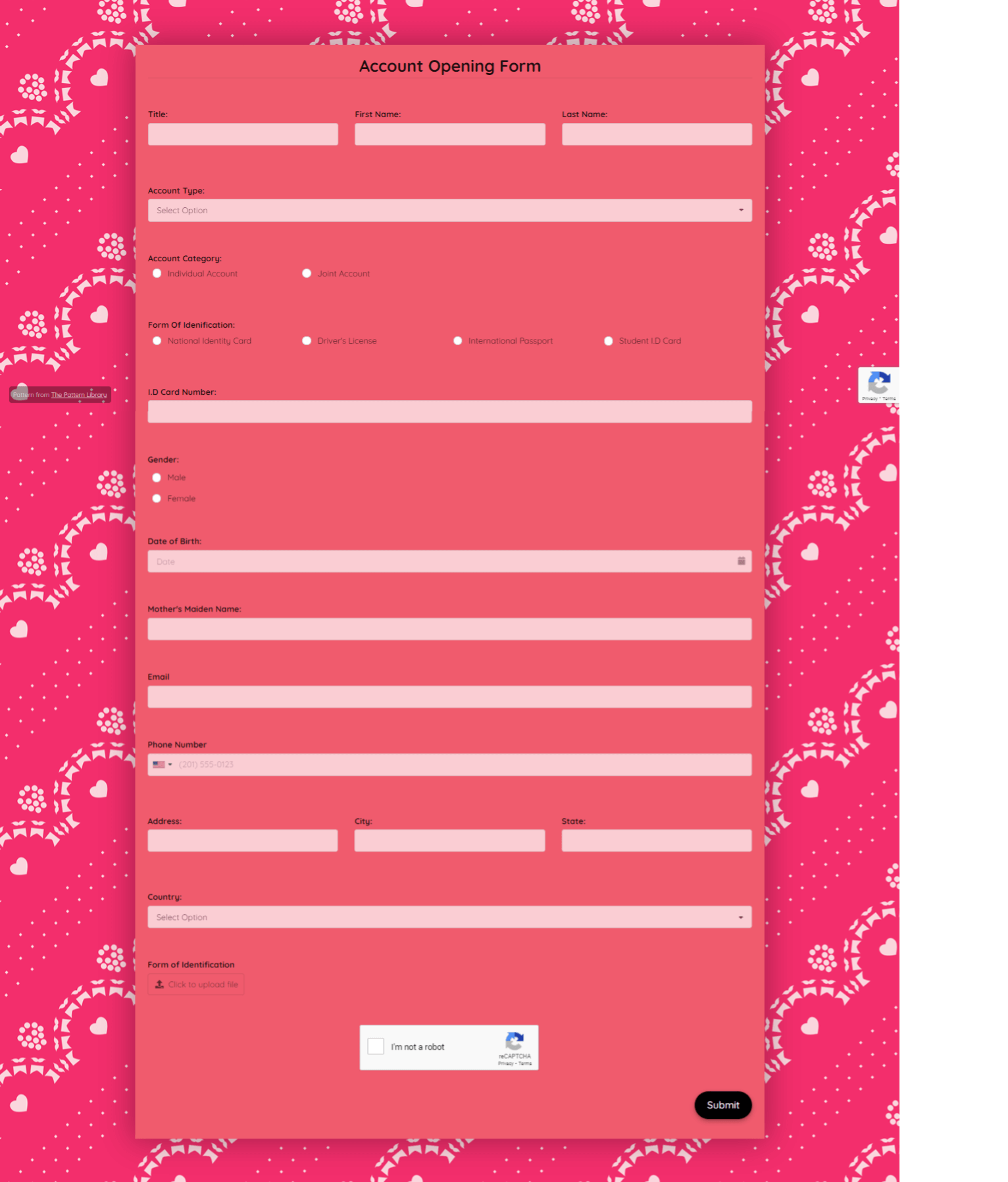 Account Opening Form Template template