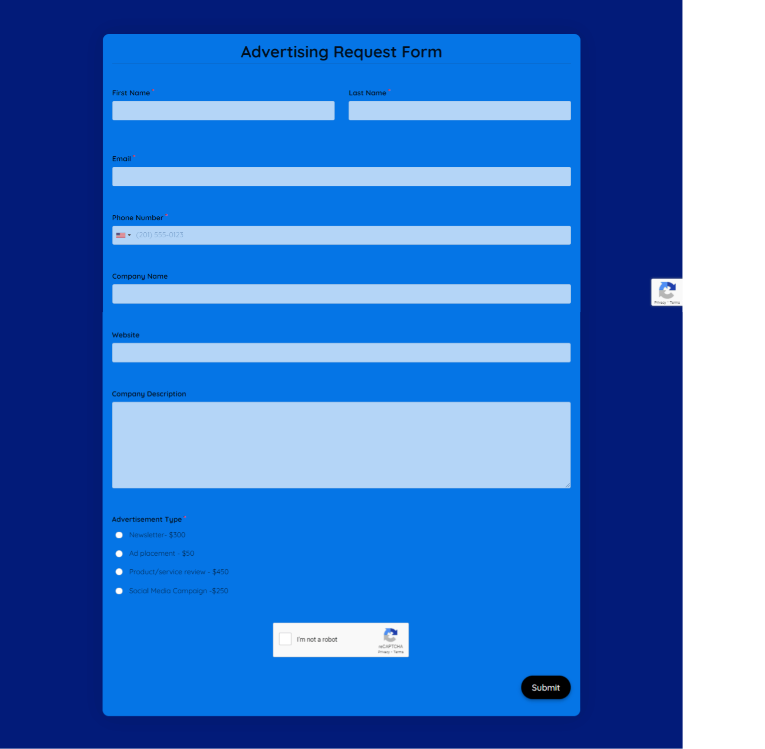 Advertising Request Form Template template