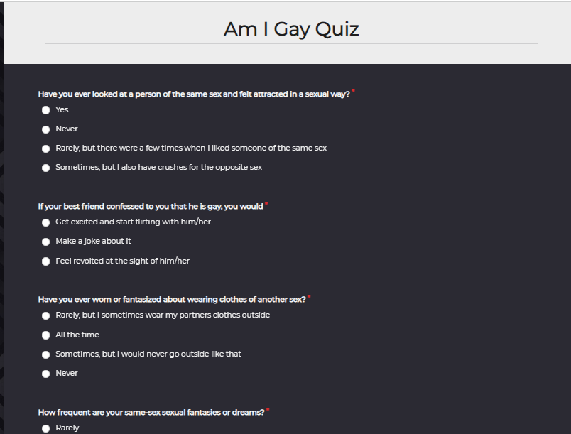 Am I Gay Quiz template