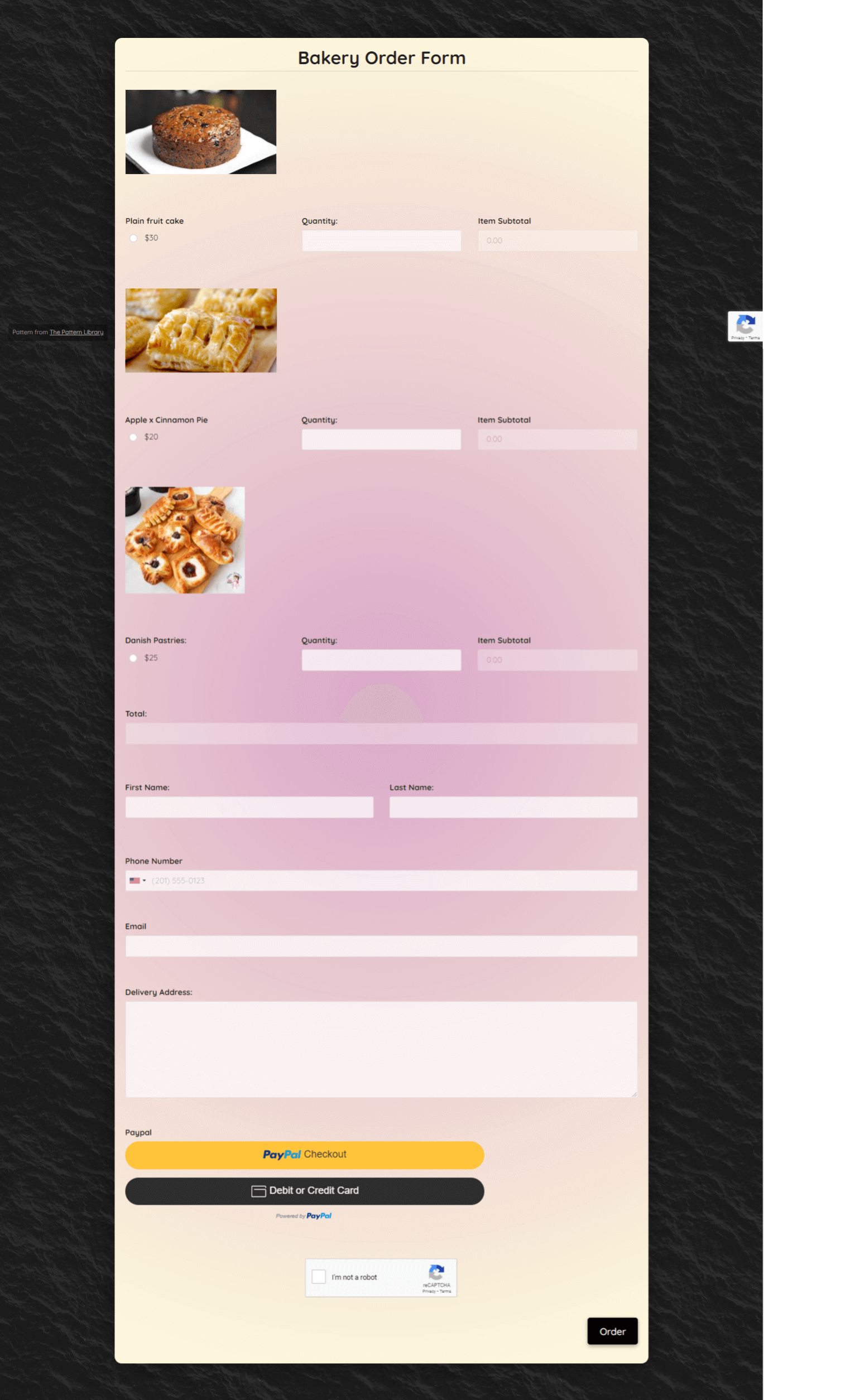 Bakery Order Form Template Formplus