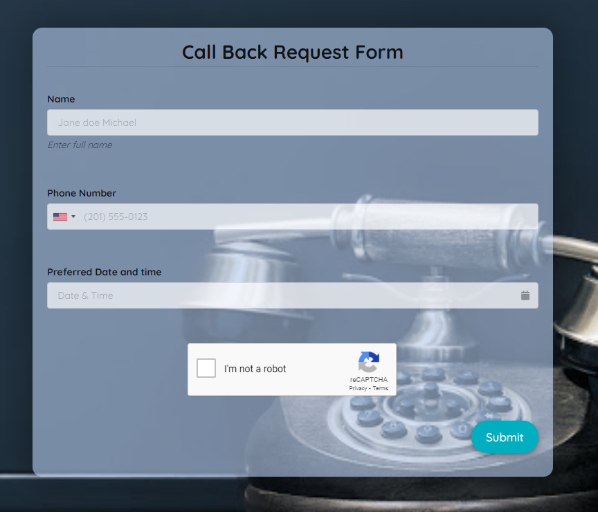 Free Call Back Request Form Template template