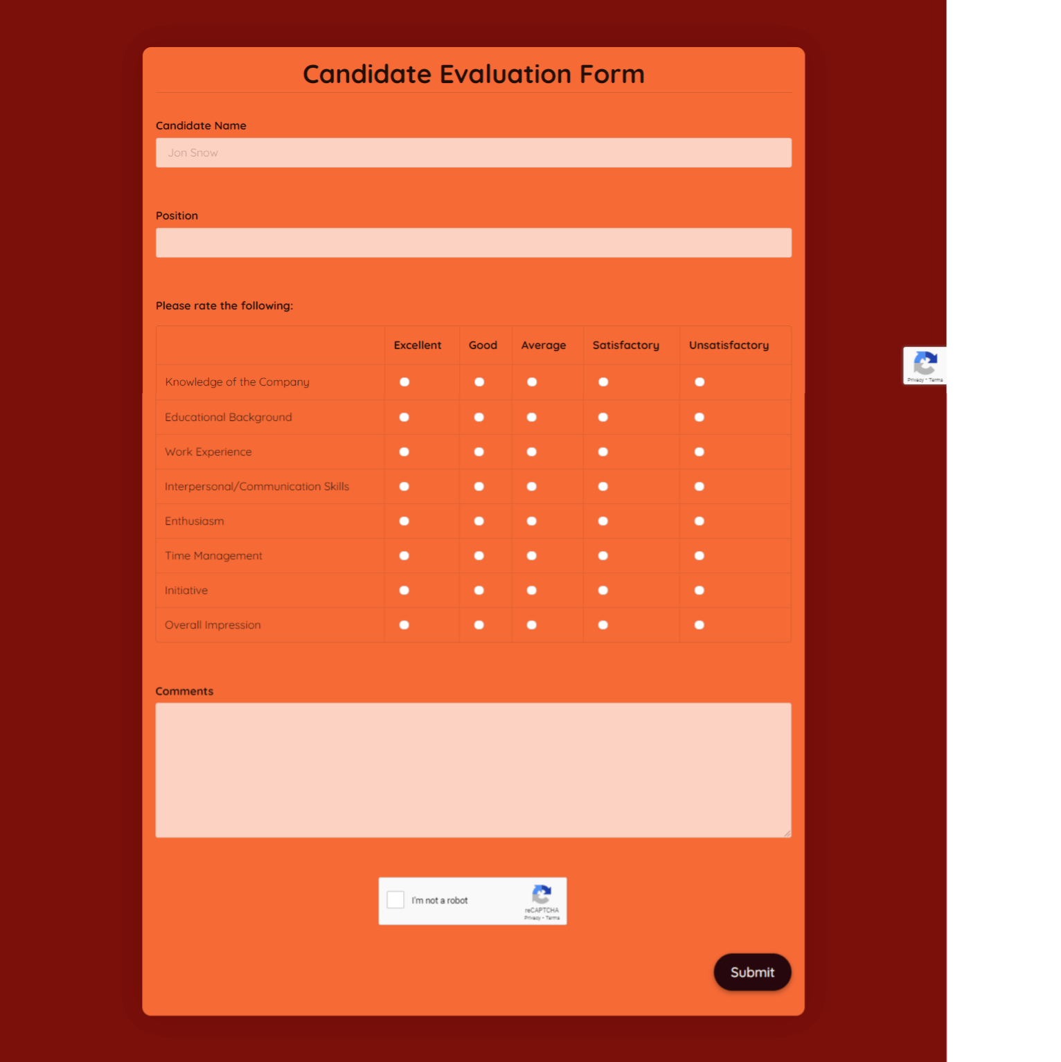 Center Evaluation Form Elementary Printable - Printable Forms Free Online