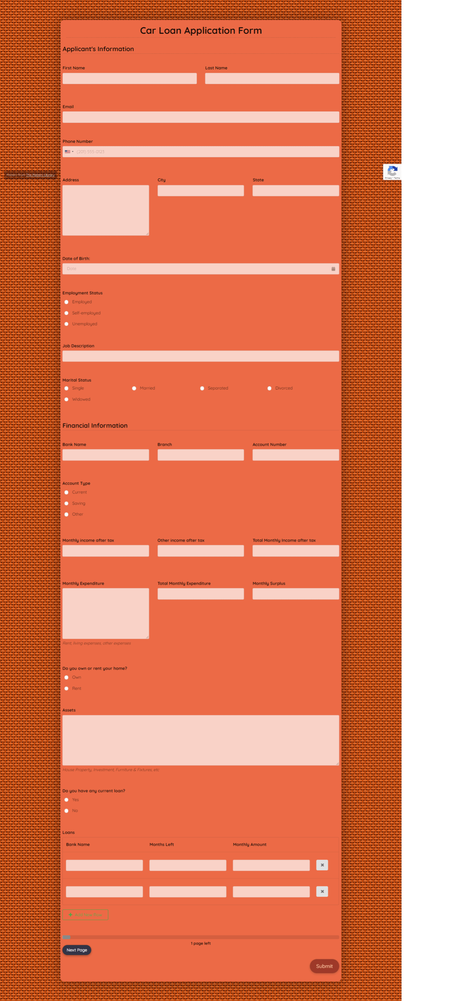 Car Loan Application Form Template Formplus