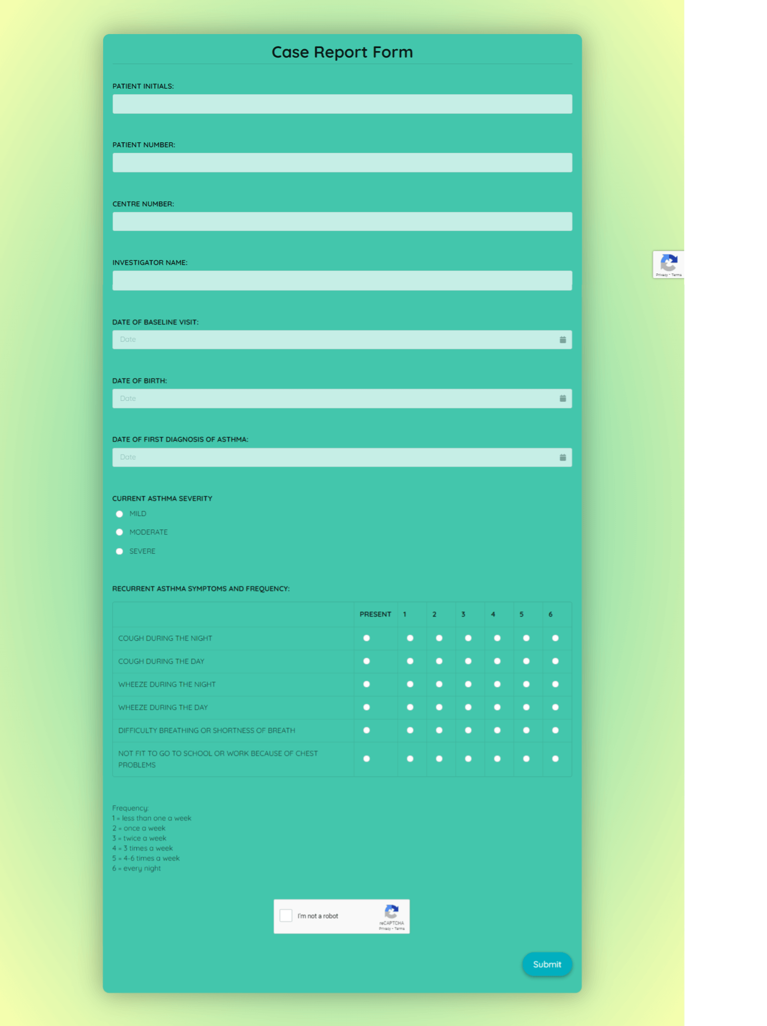 Free Case Report Form Template template