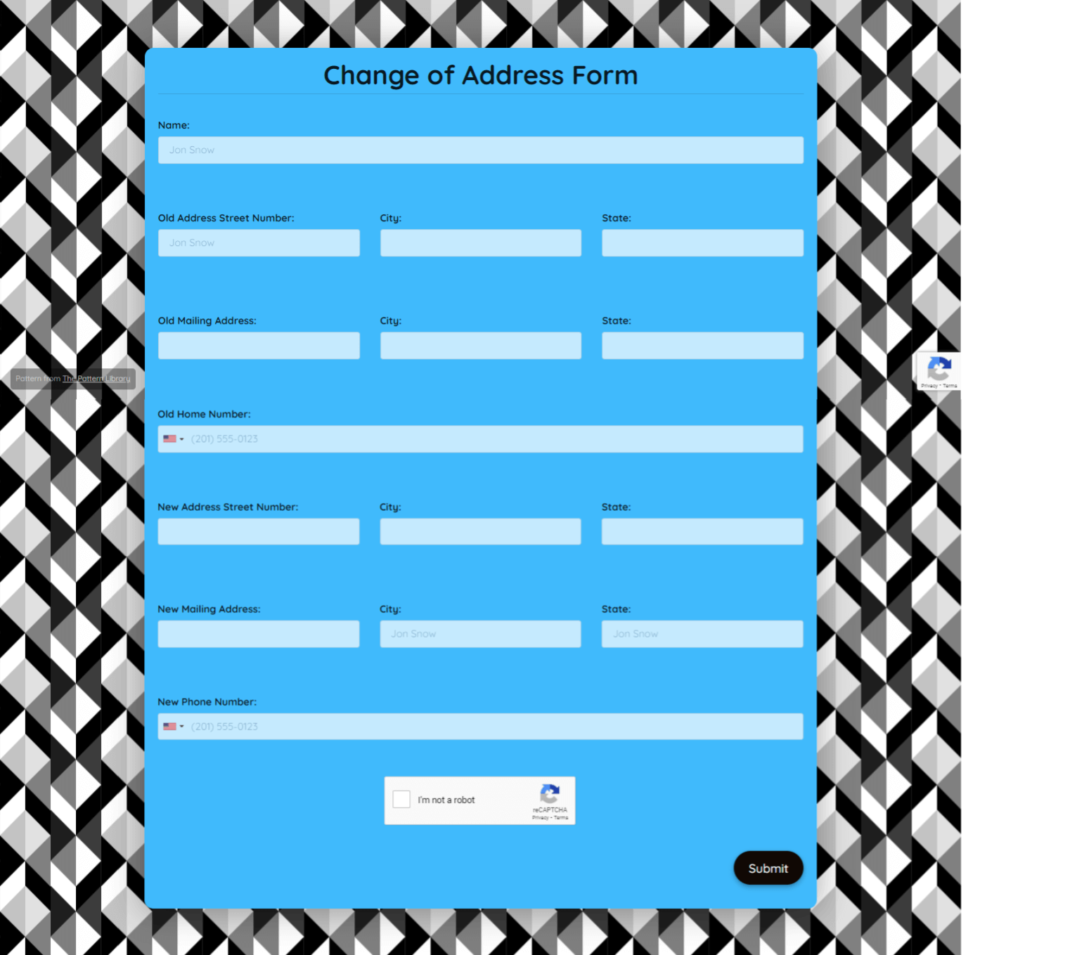 Change Of Address Form Template template