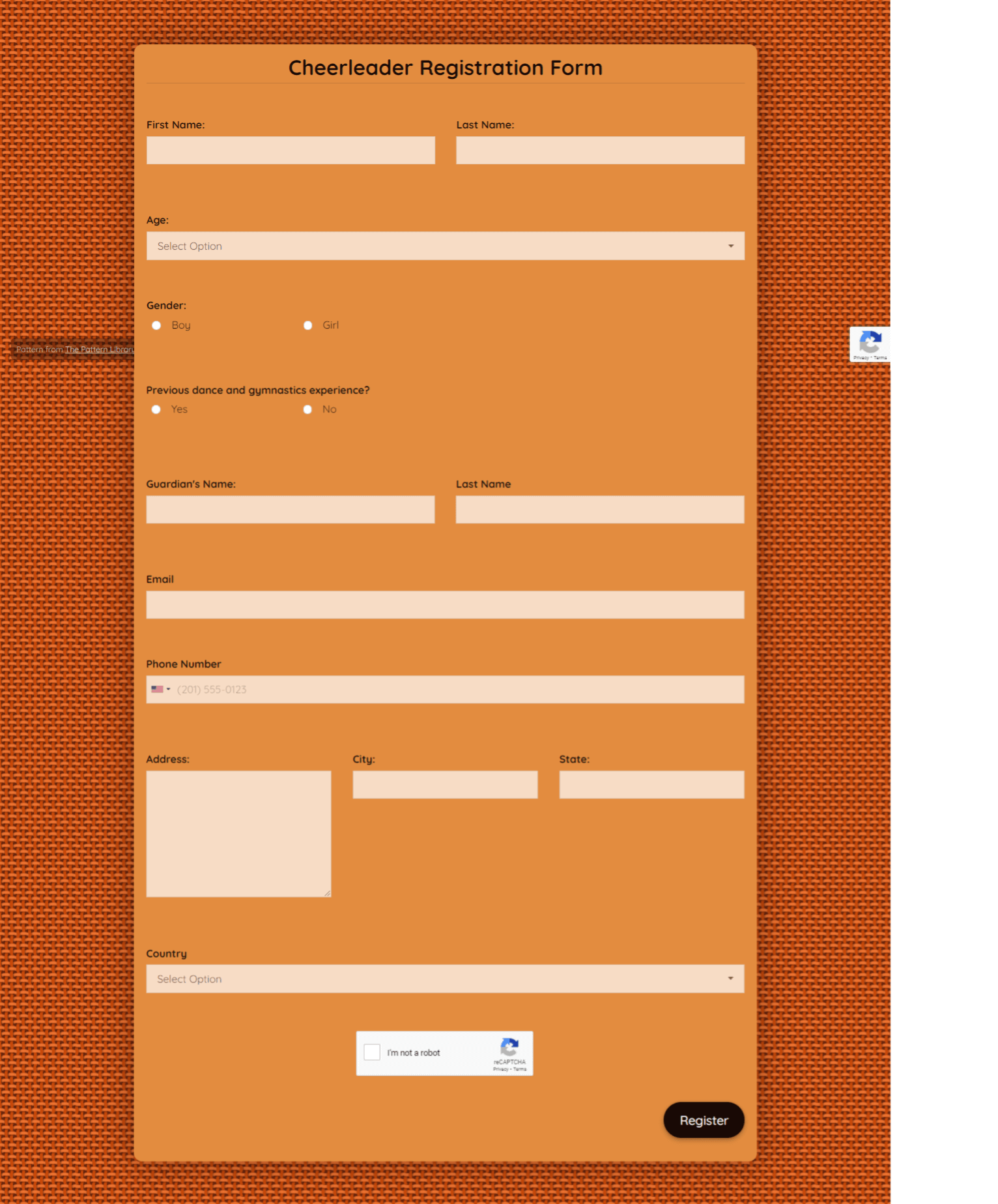 Free Cheerleader Registration Form Template template