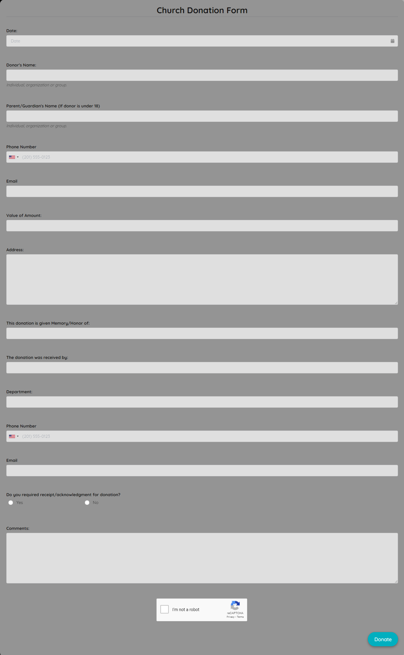 Church Donation Form Template template