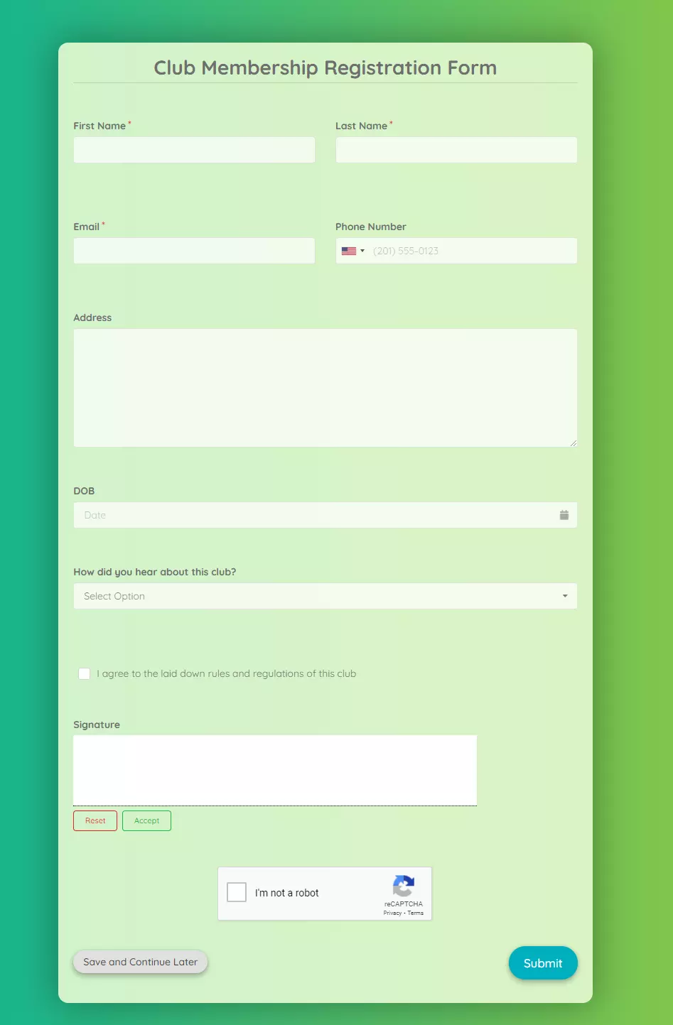 Free Contact Form Template template
