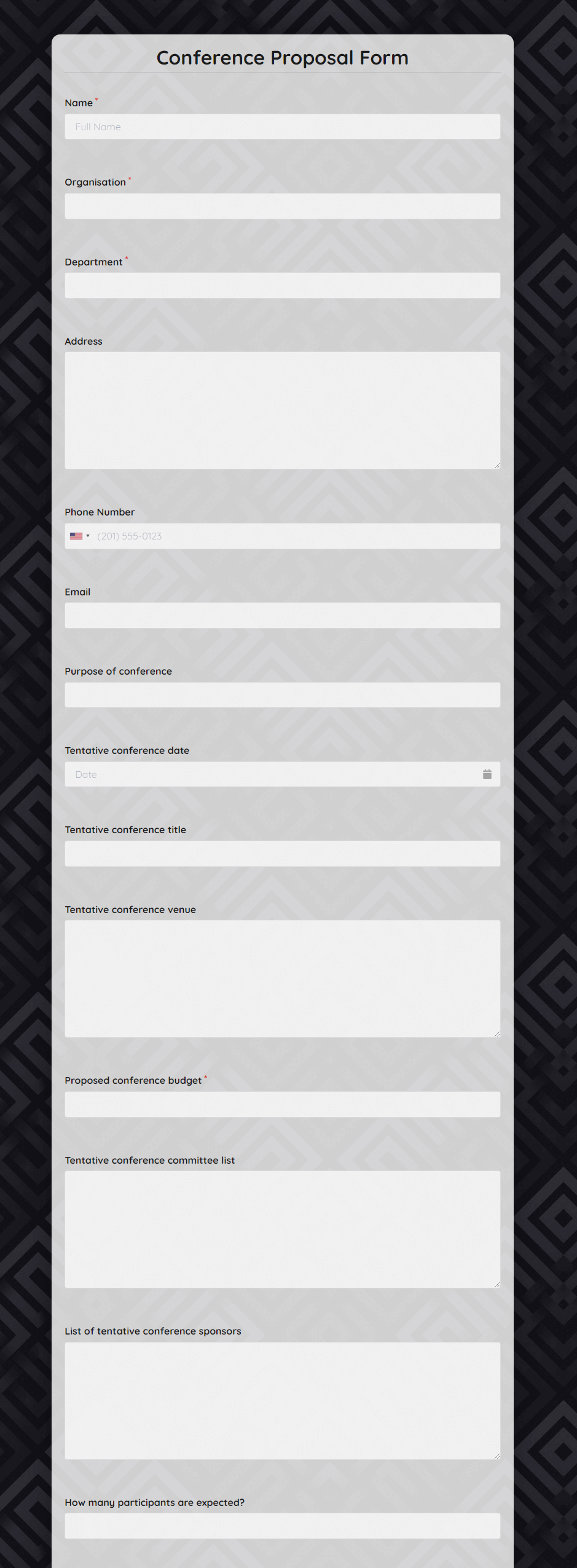 Conference Proposal Form Template template