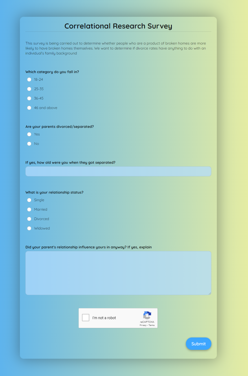 Correlational Research Survey Template template