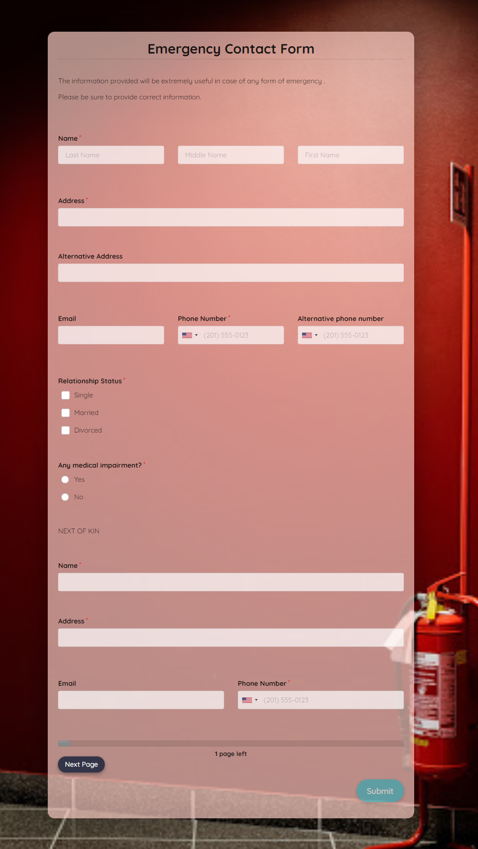 Emergency Contact Form Template template