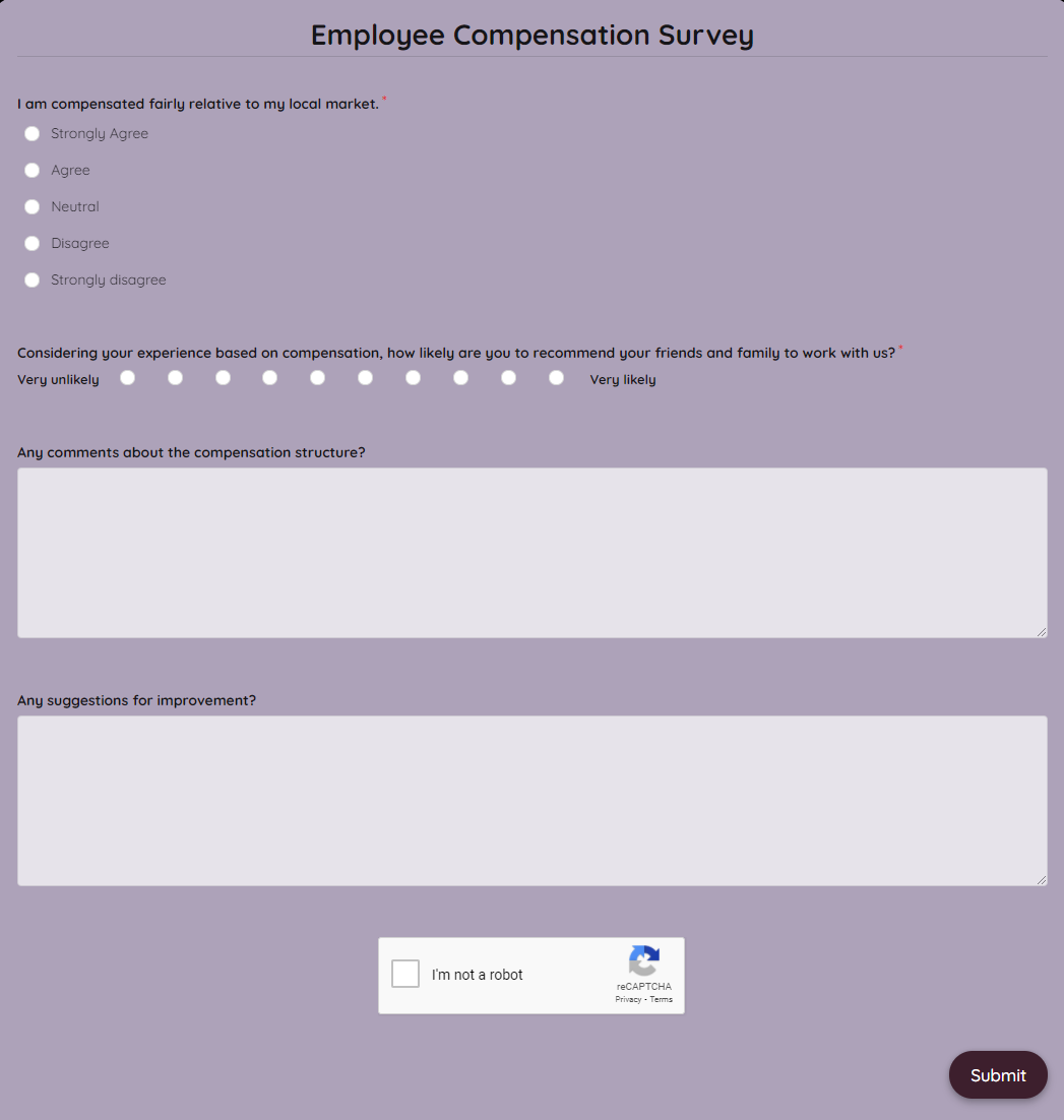 Free Employee Compensation Survey Template template