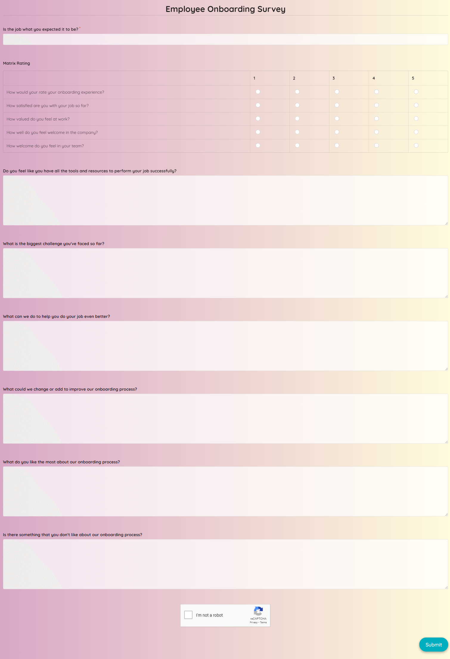 Employee Onboarding Survey Template template