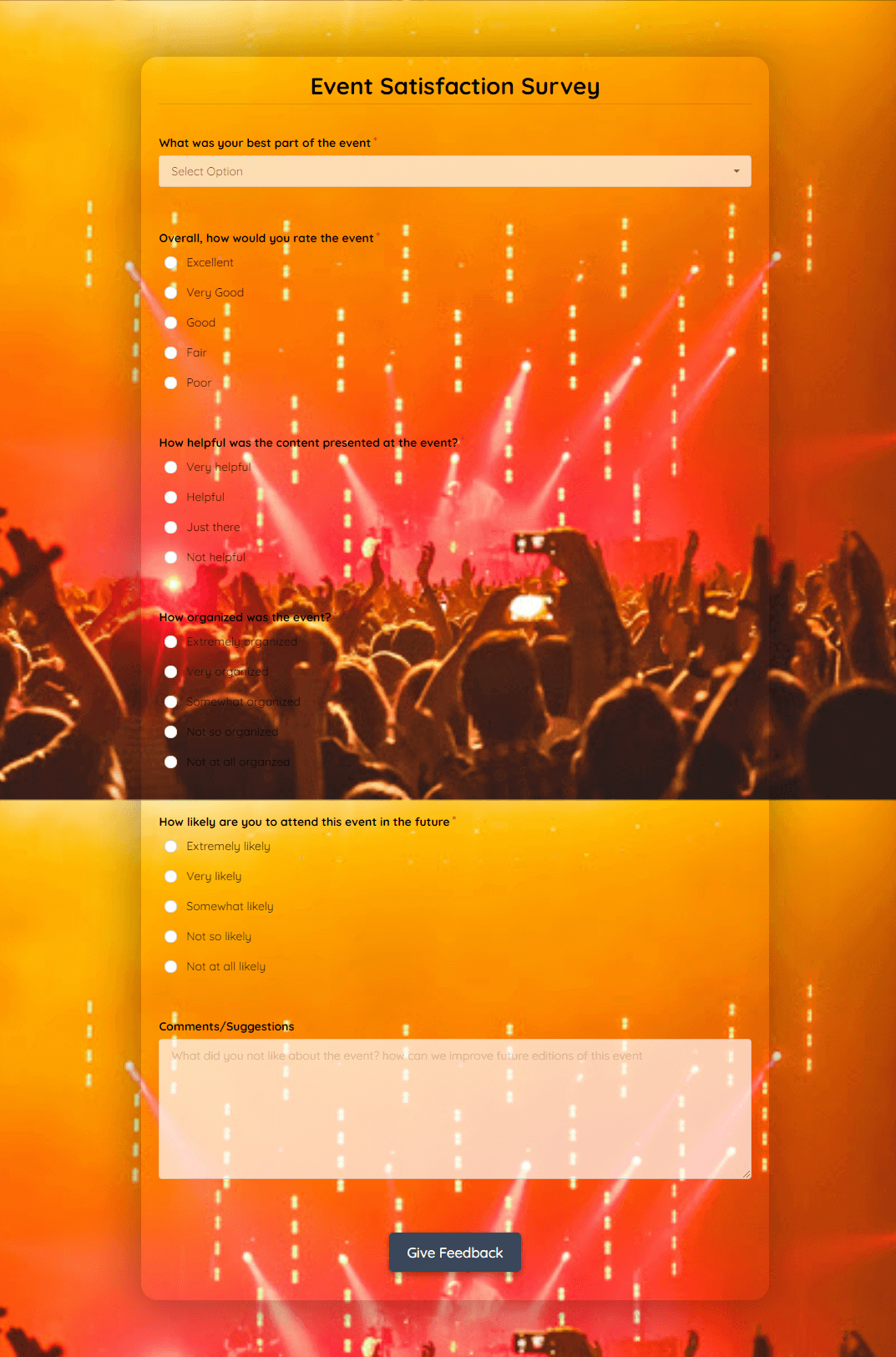 Free Event Satisfaction Survey Template template