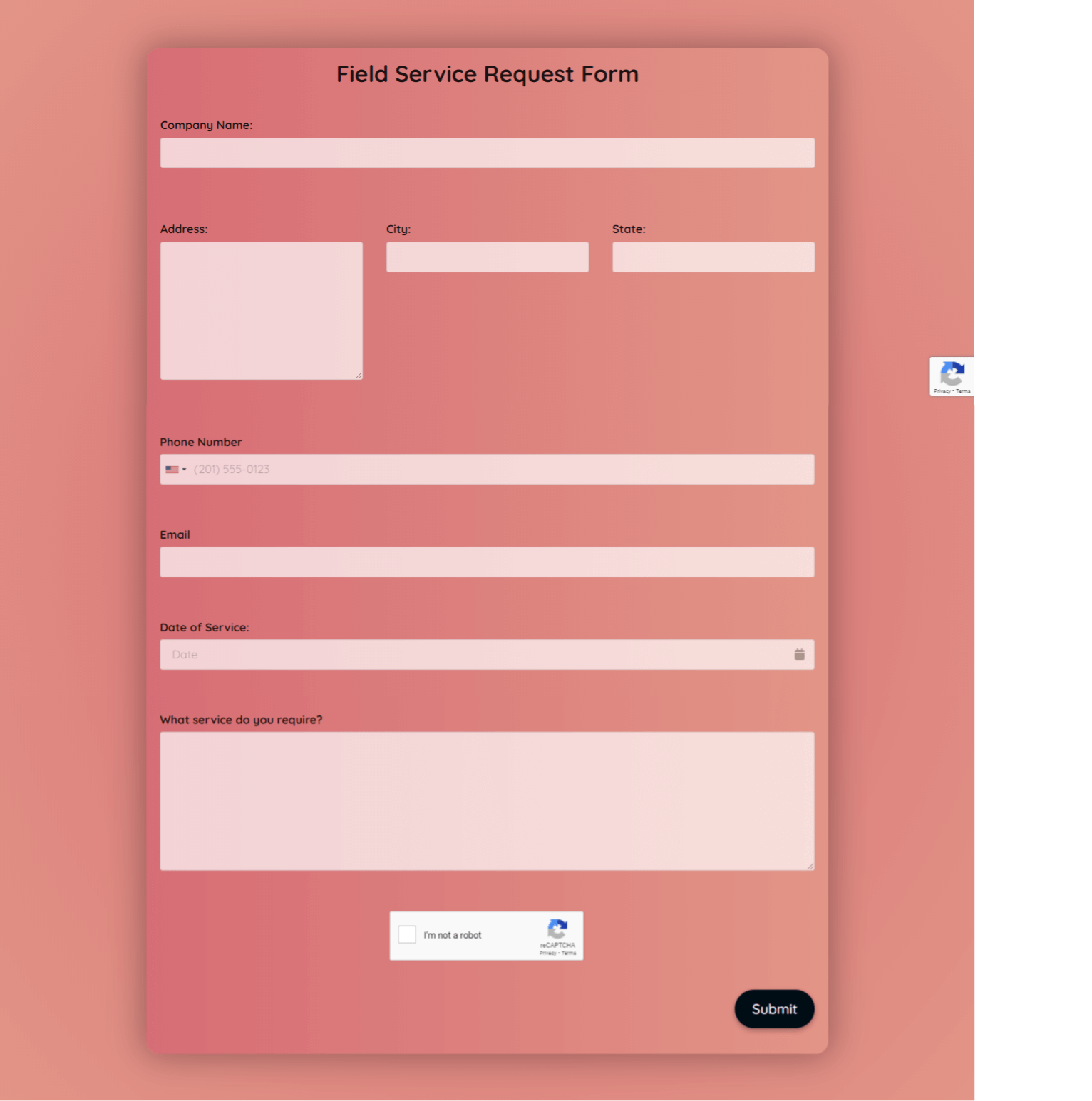 Field Service Request Form Template template
